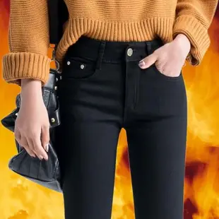 2019 New winter warm women fashion jeans feet pencil pants