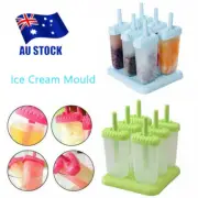 Ice Cream Mould Block /6 Cavity Frozen Molds Icy Pole Jelly Popsicle AU