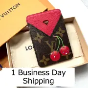 1 Biz Day Ship Louis Vuitton Takashi Murakami M14562 Porte Cartes Magnet Cherry