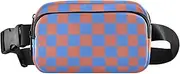 [Amooorous] Blue-orange Checkerboard Stylish Fanny Pack Waist Bag for Women Men Small Bum Belt Bag with Adjustable Strap for Cycling Hiking Gym, Blue-orange checkerboard, 1 size