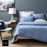 在飛比找momo購物網優惠-【HOLA】自然針織條紋床包加大-現代藍