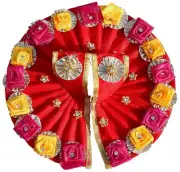 Laddu Gopal ji Designer Dress with Artificial Flower (Red, Size 2, Pack of 1)