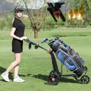 Golf Buggy Trolley Foldable 3 Wheel Push Cart With Removable Wheels Footbrake