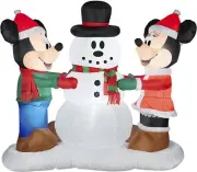 Gemmy Industries Airblown Mickey and Minnie with Snowman Inflatable Disney