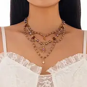 Pendant Necklace Crystal Plastic Women's Elegant Fashion Artistic Beads Sun Moon Wedding irregular Necklace For Wedding Party Birthday