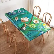 Animal Dragonfly Art Rectangular Tablecloth Table Cover for 4 Foot Tables, Waterproof Fitted Elastic Edged Table Cloth for Indoor Outdoor Party Wedding Picnic Patio, 4 Ft/48x30 inch