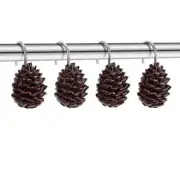 Pinecone Shower Curtain Hooks, Bronze Decorative Shower Curtain Rings,