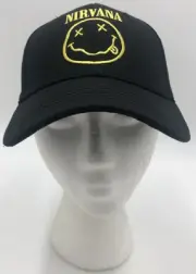 Nirvana Smiley Face Cap Black Hat Adjustable BRAND NEW