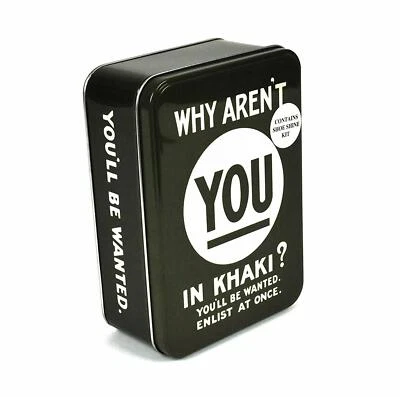 RETRO WW1 WHY AREN'T IN KHAKI SHOE SHINE KIT IN TIN