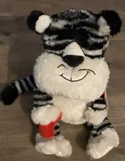 Valentines Hallm Talking Leonardo Plush Stuffed Black & White Cat Tiger 14”WORKS