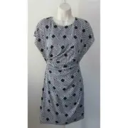 DVF Diane von Furstenberg Jenna Geo Stripes black white dress silk shift new 2