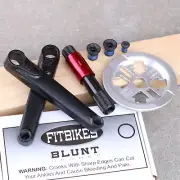 FIT BMX BLUNT 3pc BICYCLE CRANKS BLACK w/ SILVER SPROCKET