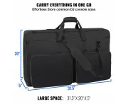 Padded DJ Mixer Bag, 1200D Oxford, 3 Pockets, 1.5m Strap, 0.39in Padding