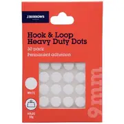J.Burrows Hook & Loop Heavy Duty Adhesive Dots 9mm 30PK