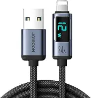 JOYROOM USB A to iOS 8 Pin Data Cable with LED Display, Fast Charging and High-Speed Data Transfer Cord Compatible with iPhone and iPad, 1.2M