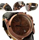 NEW MICHAEL KORS BRADSHAW ESPRESSO BROWN LEATHER ROMAN NUMBER WATCH-MK5552