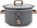 Tower Scandi T16034GRY Slow Cooker with 3 Heat Settings 3.5 Litre 210 W Grey