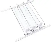 Grcfumo 38cm Self Pushing Soda Can Organizer, Sturdy E Shaped Automatic Pusher Glide, Adjustable Refrigerator Drink Holder for Garage Cooler, Merchandise Shelf (White)
