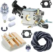 C1M-EL37B Carburetor Carb W/Air Filter Fuel Line Repower Kit Fit for Husq/varna 445 445E 450 450E Gas Chainsaw Part