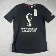 Adidas T Shirt Mens S Black FIFA World Cup Qatar 2022 Short Sleeve Soccer NWT