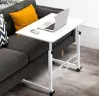 Mobile Laptop Desk Laptop Table Portable Stand Adjustable Wood Bed Side White