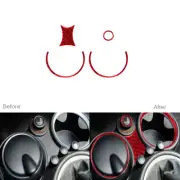 4Pcs Red Carbon Fiber Cigarette Lighter Trim Cover For Mini Cooper R55 R57 07-10 (for: Mini)