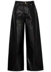 Ganni Coated Wide-leg Jeans - Black - 27 (W27 / UK8-10 / S) 27 (W27 / UK8-10 / S)