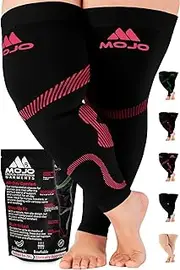 Mojo Compression Stockings 2XL For Women 20-30mmHg - Thigh-Hi Leg Sleeve With Grip Top - Plus Size Hot Pink XX-Large A609HP5