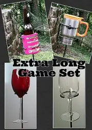Outdoor Game Set, Extra Long 4 Wineglass, 4 Cup Holders (Beer,Mug,or Cup) or Mix