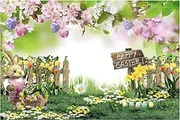 EASTER EGGS BUNNY RABBIT HUNT FLOWERS GARDEN PERSONALISED PARTY BANNER BACKDROP g. Pole Pockets