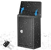 Yaocom Metal Locking Mailbox Wall Mount Key Drop Mailbox for Outside Suggestion Box Money Box Donation Box for Cash Hanging Secure Postbox with 2 Keys Office Garden(Balck,10 x 5.5 x 3)