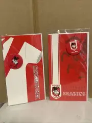 2 NRL St George Illawarra Dragons Greeting Birthday Cards With Badges - Rugby
