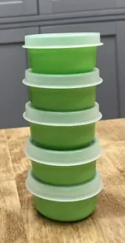 Tupperware Set of 5 Green Smidgets-NEW-SHIPPING INCLUDED