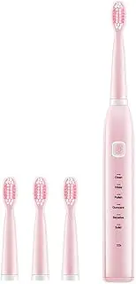 Electric Toothbrush, USB Rechargeable Toothbrush Travel Toothbrush with 4 Replacement Heads for Adults, 6 Modes, Waterproof, Fast Charging, Whiter Teeth & Brighter Smile