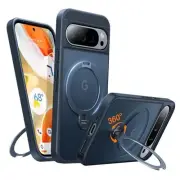360° Spin Magnetic Stand for Google 12FT Military Pixel 9 Pro XL Case Black