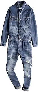 [Bciopll] Men's Denim Bib Work Suit Jumpsuit Denim Overalls Fashion Jeans Pants