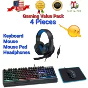 Gaming Value Pack Gift Kit Full Combo Keyboard, Mouse, Mouse Pad and Headphones