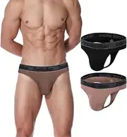 [MUEBAIRES] Mens Pouch Bulge Thong Bamboo Viscose Sexy Wide Waistband G String Soft Underwear