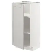METOD base cabinet with shelves, white/Lerhyttan light grey, 40x37x80 cm