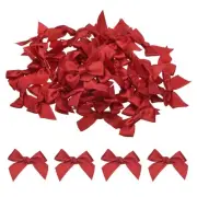 50Pcs Mini Ribbon Bow Mini Fabric Satin Ribbon Flower Bows Red