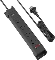 Wall Mount Power Strip AU Plug with 4 AC Outlets, USB Ports & USB-C, Overload Protection, Mountable Power Strip Garage Power Strip Under Cabinet Power Strip Wall Mount Mountable Design with 1.8M Cord