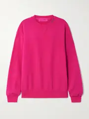 [The Elder Statesman] The Elder Statesman - Embroidered Cotton-blend Jersey Sweatshirt - Fuchsia - small small Pink