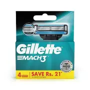 Pack of 4 (Cartridge) Gillette Mach3 Manual Shaving Razor Blades Men FREESHIP