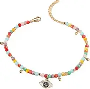 [Generic] Beaded Anklets for Women Girls Waterproof Beach Boho Bracelets Anklet Foot Jewelry