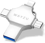 Wayzu® 64GB (4-in-1) USB Flash Drive,Multi-Device Compatibility (Ip,Type C,Adroid,USB A),Thumb Drive for Smartphone,Laptop,Tablet,Portable Storage,Easy & Fast Data Transfer, i-phone,i-pad,ios,Android