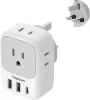 Travel Plug Adapter USB C, TESSAN International Plug Adapter with 4 AC Outlets