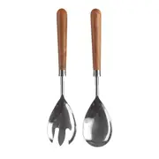 Wood Salad Server Set/2 with Silver Head