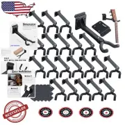Classic Black Guitar Hanger Set - 20 Adjustable Wall Mount Hooks for Safekeeping