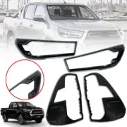 Cover Head Lamp Tail Light Black Carbon For Toyota Hilux Revo 4WD 2020-2021