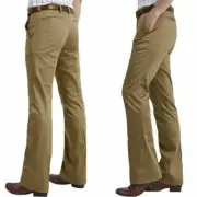 Retro Men Bell Bottom Pants 60s 70s Vintage Flare Formal Dress Trousers Slim Fit
